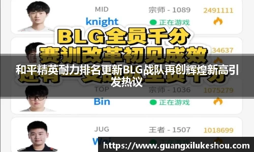 和平精英耐力排名更新BLG战队再创辉煌新高引发热议